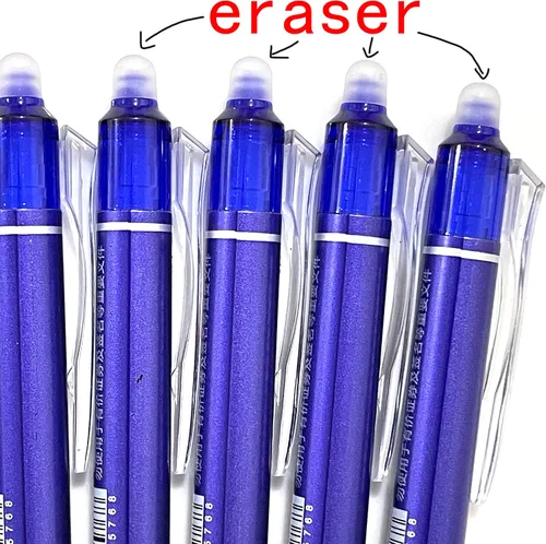 Miniatura 2 de sencoo Paquete de 5 bolígrafos de gel azul borrables retráctiles y borrables de tinta azul para estudiantes, papelería, oficina, premios escolares