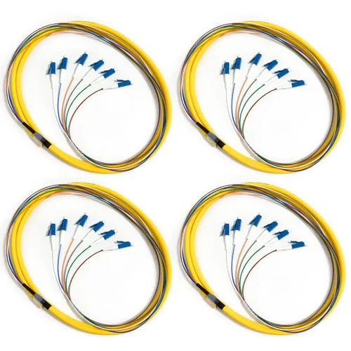 Miniatura 12 de 6 hilos multimodo OM1 62.5/125 ST-UPC fibra coleta, ST OM1 fibra óptica coleta, incluye 6 mangas de protección de fibra óptica de empalme de fusión