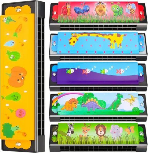 6 estilos de armónica para niños, armónicas ligeras con doble fila de 16 agujeros, armónica para niños, favoritos de fiesta navideña para adultos y