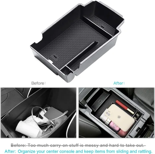 Miniatura 2 de CDEFG Organizador de accesorios de consola central para Chevy Blazer 2019-2025 2026 Material ABS, bandeja de inserción de caja de reposabrazos Negro