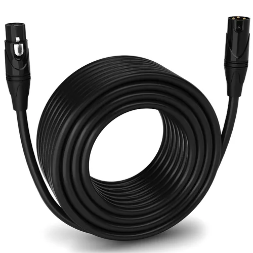 Miniatura 131 de LyxPro Cable de micrófono XLR hembra a macho de ángulo recto de 3 pines de 1.5 pies para altavoces amplificados, interfaz de audio, rendimiento