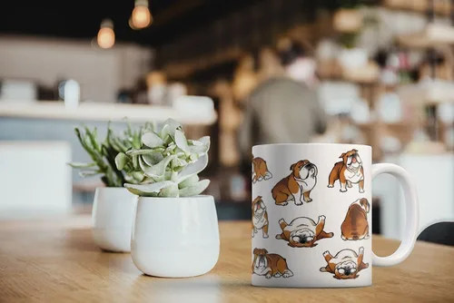 Miniatura 5 de MUGBREW English Bulldog - Taza de café de cerámica con posturas divertidas y juguetonas, 11 onzas Bulldog Inglés Posturas divertidas y juguetonas