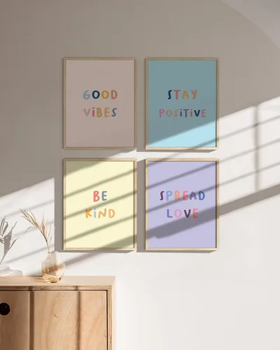 Miniatura 5 de HAUS AND HUES Citas inspiradoras para niños (marco beige, positividad, 8L x 10W)