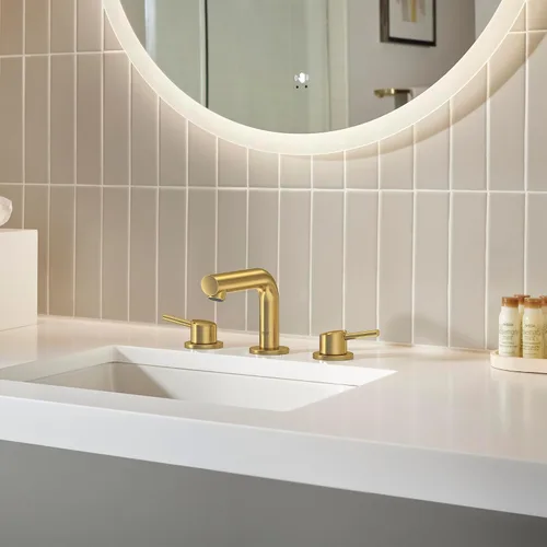 Miniatura 4 de GROHE 20572GN1 Concetto, grifo de baño de tamaño S de 2 manijas generalizado de 8 pulgadas, 1.2 GPM, amanecer fresco cepillado (oro cepillado)