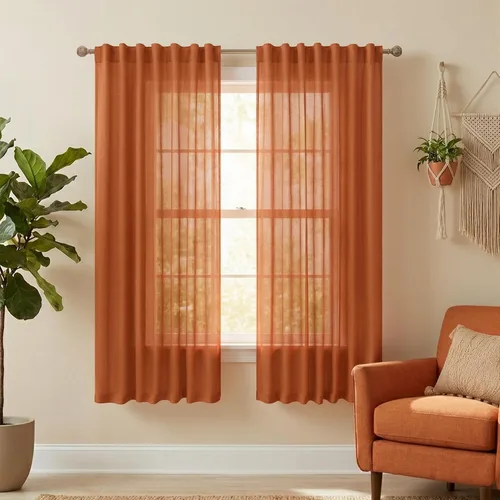 Miniatura 108 de KOUFALL Cortinas de lino azul marino de 84 pulgadas de largo, cortinas transparentes azul oscuro para sala de estar y dormitorio, medianoche