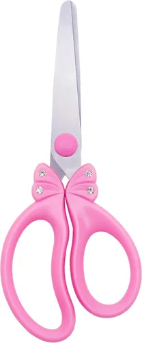PINK - Tijeras de seguridad con punta roma para niños, edades de 5 a 8 y 8 a 10 años para niñas Rosa