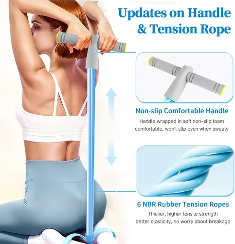 Miniatura 3 de Pedal Resistance Bands with Handles, Durable 6-Tubes Multifunction Pedal Resistance Band, Natural Rubber Foot Pedal Resistance Bands, Fitness