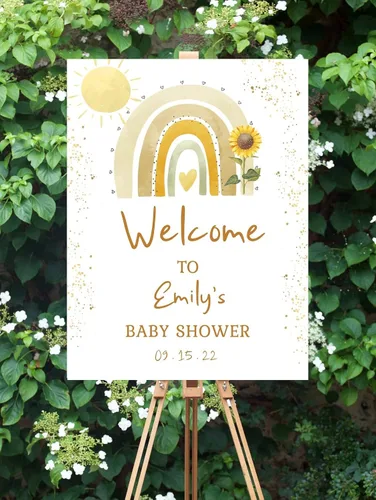Miniatura 14 de Generic Greenery - Letrero personalizado para baby shower, 12 x 18 pulgadas, plástico, resistente a la intemperie y a la decoloración, letrero