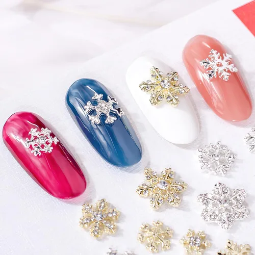 Miniatura 3 de AUOCATTAIL Juego de 20 piezas de cristales de uñas dorados de Navidad con diamantes, para manualidades, manicura, suministros de decoración de uñas