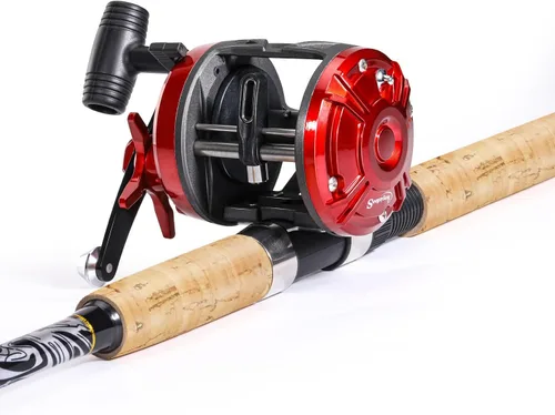Miniatura 3 de Sougayilang Fiberglass Fishing Rod Combo with Conventional Reel, Durable P-Cork Rod Handle, Medium Heavy for Catfish Salmon and Steelhead