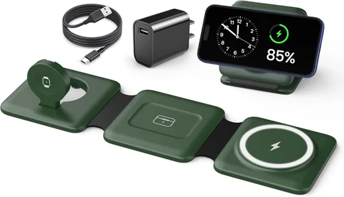 Miniatura 13 de Iseyyox Estación de carga para dispositivos Apple – Base de carga inalámbrica plegable magnética 3 en 1 – Almohadilla de carga de viaje para MagSafe