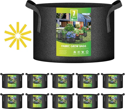 Miniatura 16 de iPower Paquete de 10 bolsas de 3 galones para plantas de tela no tejida gruesa resistente para cultivo de papas, contenedor duradero con aireación