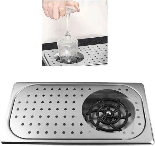 Miniatura 3 de Enjuague de vidrio para barra, arandela de vasos de acero inoxidable, boquilla giratoria de 360 grados, enjuague automático para fregadero con agua