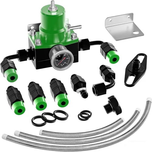 Miniatura 11 de Kit regulador de presión de combustible EFI con retorno de derivación 0-100 psi, medidor de presión, conectores de manguera de línea de combustible