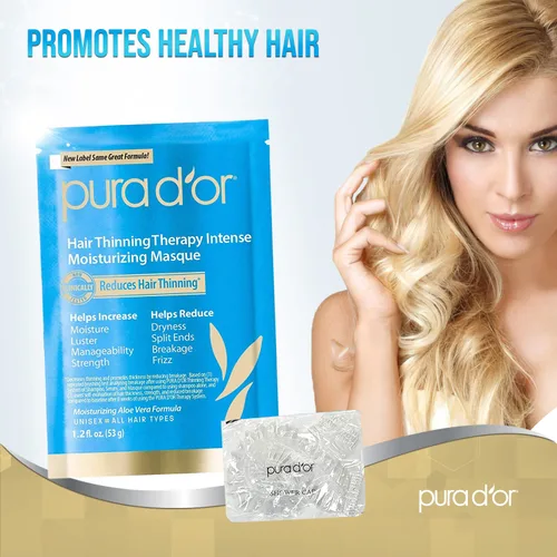 Miniatura 2 de PURA D'OR Mascarilla de biotina hidratante intensa para terapia de adelgazamiento del cabello, 1.2 onzas, paquete de 8 (9.6 onzas), tratamiento