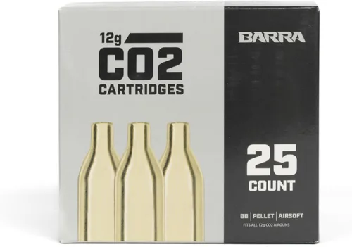 Barra Airguns 12 Gram CO2 Cartridges, Unthreaded, Compatible for Use with Air Guns, Air Pistols, Airsoft Guns, and Air Rifles, Paintball Gun