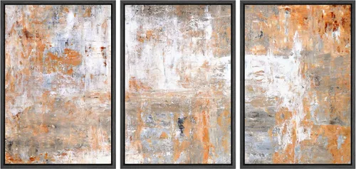 Miniatura 90 de wall26 Lienzo enmarcado para pared, juego de arte con trazos de pintura roja y naranja vibrante, paisaje, formas abstractas, ilustraciones, arte