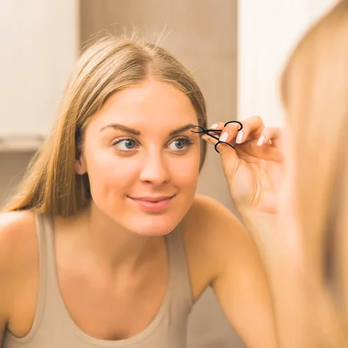 Miniatura 6 de WLLHYF 2 piezas de tijeras para cejas, pinzas con mango de punta recta, removedor de tijeras para cejas, cabello facial, cuidado de las cejas