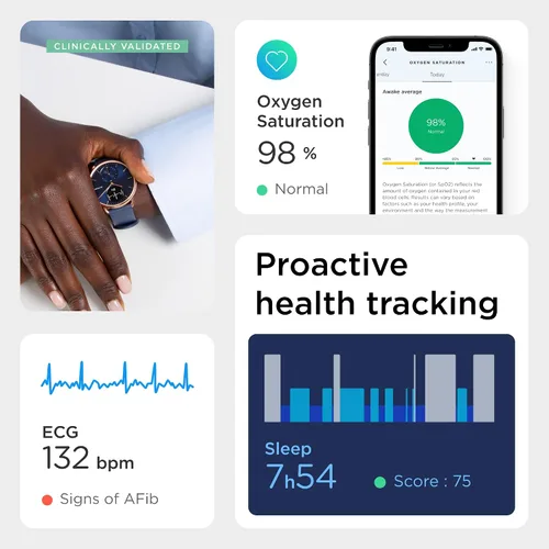 Miniatura 5 de Withings ScanWatch - Reloj inteligente híbrido y rastreador de actividad con GPS conectado monitor de frecuencia cardíaca monitor de sueño