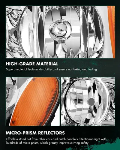 Miniatura 7 de SCITOO Faros delanteros para Jeep Grand Cherokee 1999-2004, carcasa cromada, reflector ámbar, lente transparente, lado del conductor y del pasajero