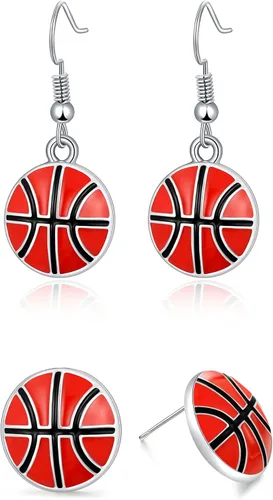 RUOFFETA Aretes colgantes de pelota deportiva, aretes de fútbol, aretes de baloncesto, aretes de voleibol de béisbol, para mujer, regalo para