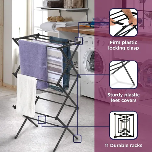 Miniatura 4 de BLACK+DECKER Organizador de lavandería extensible/plegable para secar ropa. Esencial para campamento/remolques o cualquier lugar donde seque la ropa