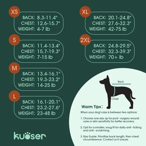 Miniatura 2 de Kuoser Traje de cirugía para perro, cómodo traje de recuperación para perros hembras para cirugía, mameluco protector posoperatorio, alternativa