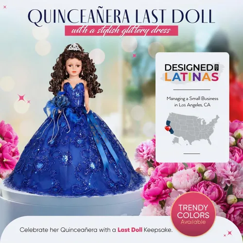 Miniatura 2 de Última muñeca de quinceañera de 18 pulgadas con soporte para vestido de paraguas – Última Muñeca Mis Quince Años Recuerdo, muñeca tradicional Rosa
