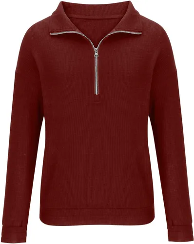 Miniatura 4 de SHENGXINY Womens V Neck 12 Zipper Sweatshirts Loose Long Sleeve Fall Pullover Tops 2023 Basic Plain Shirts Fashion Blouse