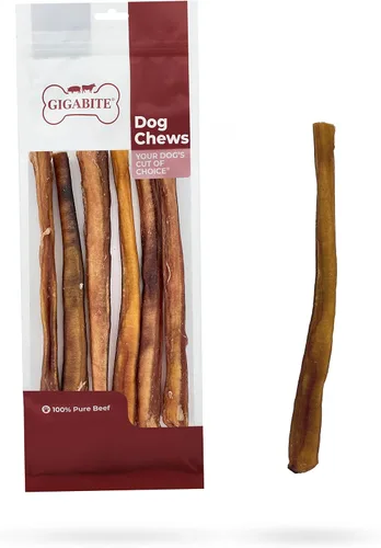 Miniatura 8 de GigaBite Bully Sticks - Golosinas masticables para perros totalmente naturales, sin olor y cuero crudo, masticables de larga duración con alto