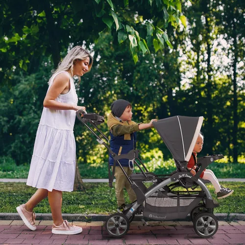 Miniatura 6 de Baby Trend Sit N' Stand Cochecito convertible de uso múltiple, fácil de plegar, para bebé y niño pequeño, con arnés de seguridad y canastilla