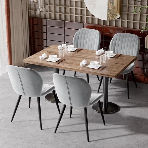 Miniatura 12 de Juego de 2 sillas de comedor de tela moderna, sillas de comedor tapizadas con cojines gruesos, patas de metal, sillas de respaldo sin brazos