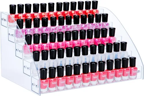 Miniatura 7 de KINGROW Estante organizador de esmalte de uñas, estante de exhibición de acrílico de 3 capas, estante para anteojos, aceites esenciales