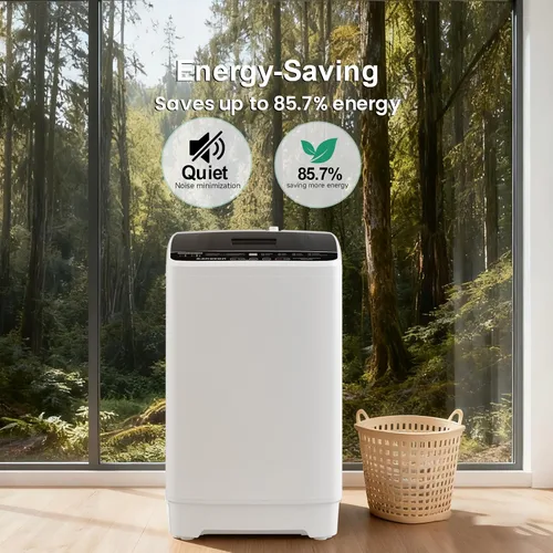 Miniatura 6 de BANGSON 1.08cu.ft Portable Washing Machine, Full-Automatic washing Machine with 8 Programs 6 Water Levels, Drain Pump and LED Display, Compact