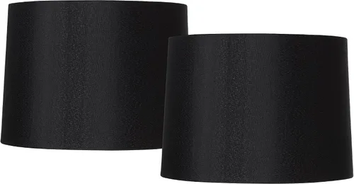 Juego de 2 pantallas negras grandes de tambor cónico de tapa dura (premontada), parte superior de 13 pulgadas x 14 pulgadas inferior x 10.25