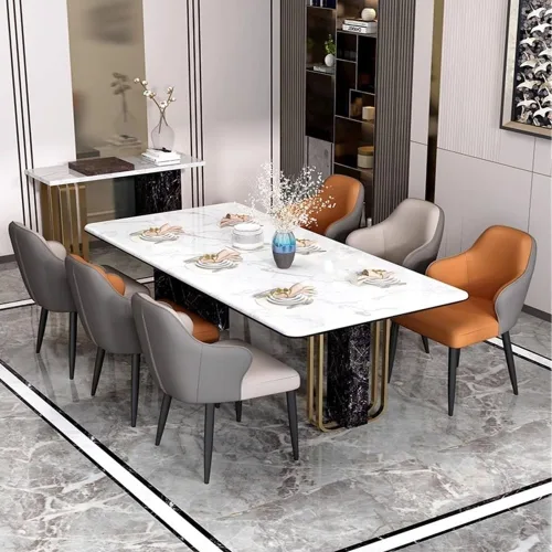 Miniatura 3 de Sillas de comedor, modernos sillones tapizados con respaldo para sala de estar, comedor, sillas para comedor (naranja)