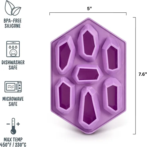 Miniatura 2 de Genuine Fred Bandeja de hielo de cristal, bandeja de hielo de silicona, morado, 7.6 x 5 x 1.4 pulgadas Púrpura