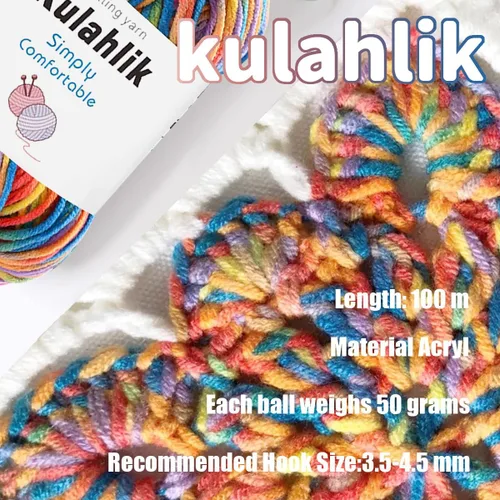 Miniatura 3 de 50g (1x50g) Hilo Acrílico para Crochet y Tejido, Hilo Degradado Colorido, 1 Rollo de Madejas, Hilo Acrílico Multicolor, Perfecto para Proyectos