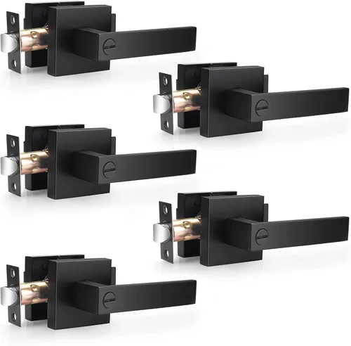 Miniatura 16 de Probrico Palanca de Puerta de Cama y Baño Negro Mate Servicio Pesado Manija de Puerta de Privacidad, Cerradura de Puerta Sin Llave Interior Baño