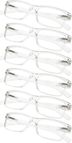 Paquete de 6 lentes de lectura con bisagras de resorte para hombre y mujer, profesionales transparentes Paquete de 6 transparentes