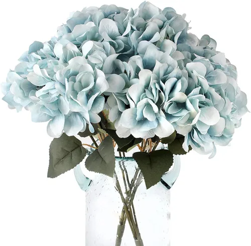Miniatura 11 de Paquete de 2 flores de hortensias artificiales blancas, 10 cabezas de seda falsas para el hogar, boda, fiesta, centro de mesa, decoración de mesa