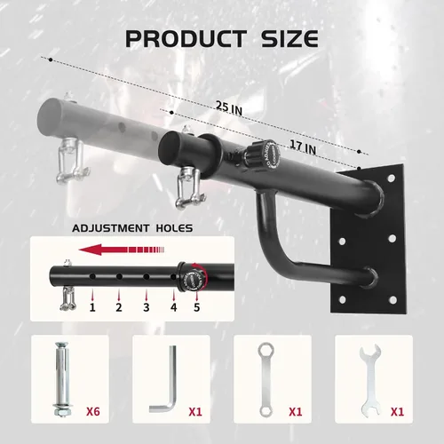 Miniatura 6 de Soporte de pared para bolsa pesada: Percha ajustable para saco de boxeo con rotación de 360 grados, soporte para bolsa de boxeo resistente