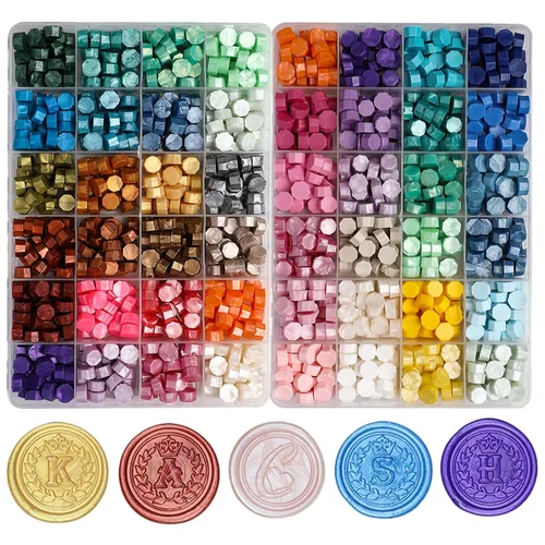 1200 cuentas de sellado de cera de colores surtidos a granel, cuentas de cera de sellado multicolor para sellos de sellos, kit de pellets de sellado