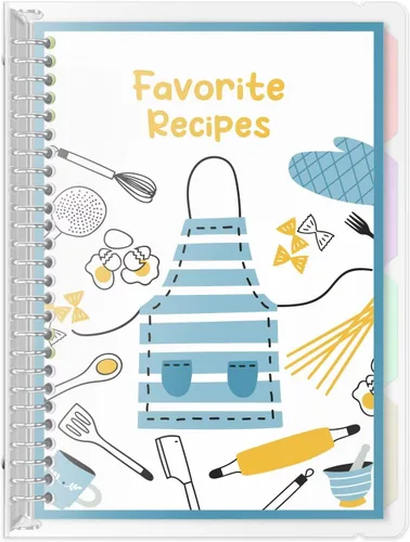 Miniatura 12 de Libro de recetas en blanco para escribir en tus propias recetas, carpeta de recetas familiares extraíble de tapa dura de 8.5 x 11 pulgadas con azul