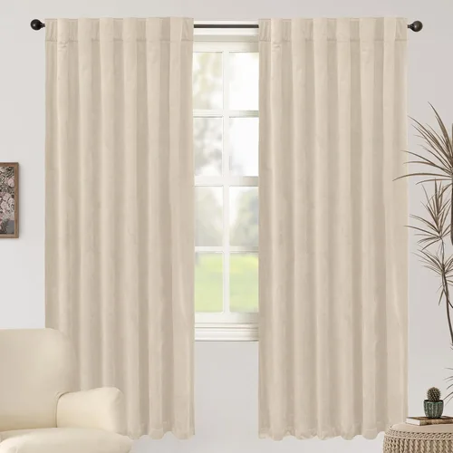 Miniatura 34 de BGment Cortinas de terciopelo rosa polvoriento, 2 paneles de 84 pulgadas, 2 paneles para sala de estar, aislamiento térmico de lujo, reducen