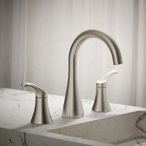 Miniatura 2 de KOHLER K-27390-4K-BN Simplice® - Grifo de lavabo de baño con dos manijas de palanca y drenaje clicker, 1.0 GPM, níquel cepillado vibrante Vibrant