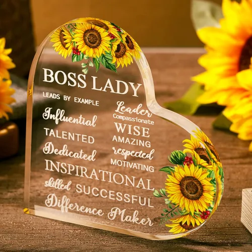Miniatura 2 de Yalikop Regalos de jefa, regalos para mujer de 4 x 4 x 0.6 pulgadas, acrílico para escritorio, oficina, citas inspiradoras, recuerdo y pisapapeles