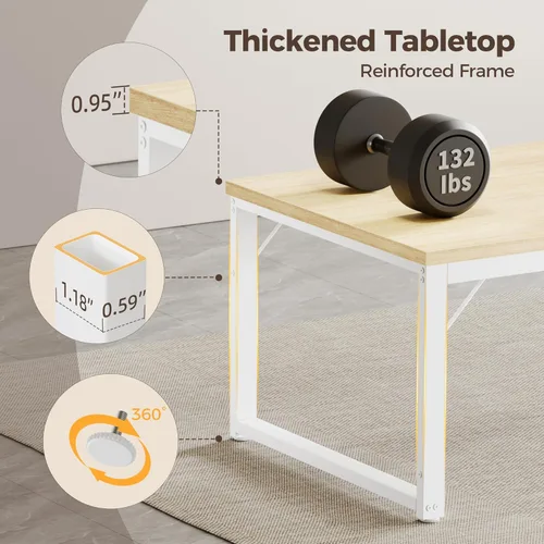 Miniatura 4 de Mericonia Escritorio para computadora de 40 pulgadas, escritorio ejecutivo moderno y grueso, mesa de escritura simple resistente para el hogar, roble