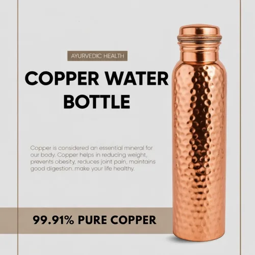 Miniatura 5 de Botella de agua ayurvédica de cobre de 34 onzas, hecha a mano, 100% cobre puro, botella martillada para beber a prueba de fugas y recipiente de agua
