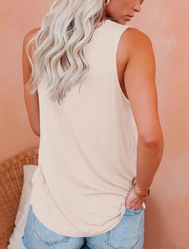 Miniatura 39 de JAWINT Camisetas casuales sin mangas para mujer, cuello redondo, sin mangas, holgadas, holgadas